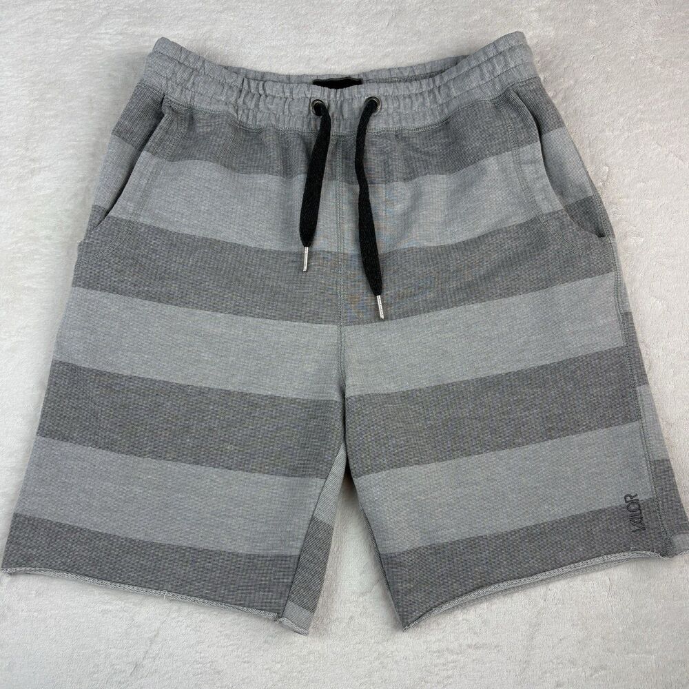 Valor Collective Shorts Mens S Gray Stripe Drawstring Casual Athletic Lounge